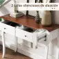 Mesa de Consola con 2 Cajones Estilo Francés para Pasillo Dormitorio Salón 100x35x76,5 cm Blanco y Marrón Oscuro