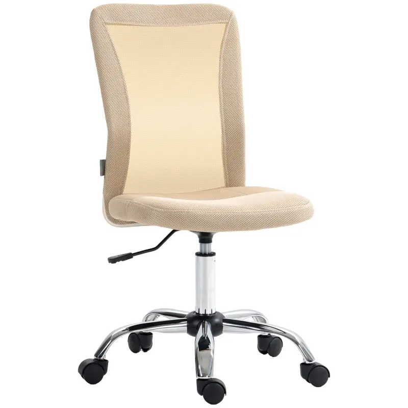 Silla de Escritorio Giratoria sin Brazos Silla de Malla con Altura Ajustable Carga 100 kg 43x58x90-100 cm Beige