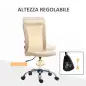Silla de Escritorio Giratoria sin Brazos Silla de Malla con Altura Ajustable Carga 100 kg 43x58x90-100 cm Beige