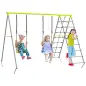 Columpio para Niños con Altura Ajustable 2 Sillas Trepador Red de Escalada y Anti-UV 260x185x180 cm Gris y Verde
