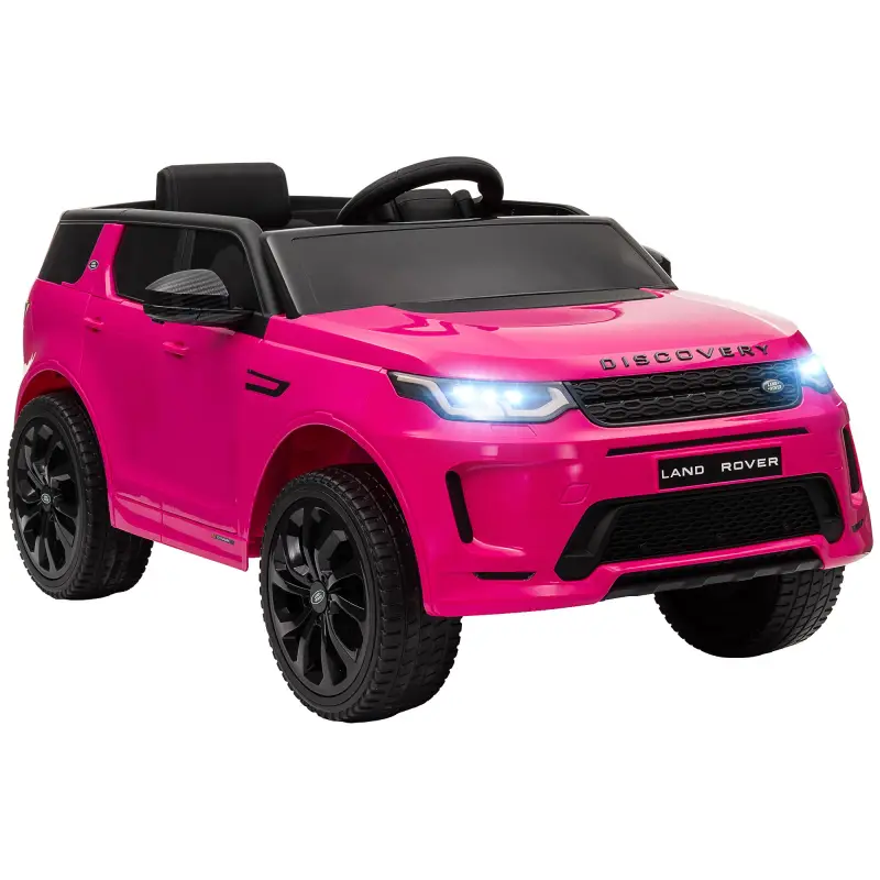 Coche Eléctrico para Niños con Licencia Land Rover Discovery Sport con Batería 12V Mando a Distancia Faros y Música Rosa