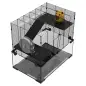 Jaula de Hámster con Fondo de Vidrio Plataformas Cuenco Bebedero Casita Rampas y Rueda de Ejercicio 60x40x54,5 cm Negro