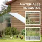 Gallinero Metálico de Exterior de 3x2m con Percha Multiusos Comedero Colgante Tipo Brocheta y Lona Protectora Resistente