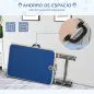 Mesa de Peluquería para Mascotas con Encimera Antideslizante Patas Plegables Asa y Brazo 72x45x74-81 cm Azul