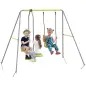 Columpio para Niños Columpio Jardín Exterior con 1 Columpio Simple 1 Planeador y Anti-UV 255x160x180 cm Gris y Verde