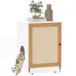 Mueble Arenero para Gatos con Bandeja Extraíble Compartimentos y Tapete para Rascar 57x50x80,5 cm Blanco y Roble