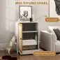 Mueble Arenero para Gatos con Bandeja Extraíble Compartimentos y Tapete para Rascar 57x50x80,5 cm Blanco y Roble