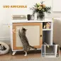 Mueble Arenero para Gatos con Puerta de Sisal Mesa Auxiliar Estante y Alfombrilla Antiarena 77x50x63 cm Blanco
