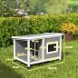Casa para Perros de Madera 85,5x62x60 cm con Techo Asfáltico Abatible Puerta y Ventana para Perros Pequeños Gris