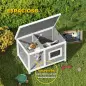Casa para Perros de Madera 85,5x62x60 cm con Techo Asfáltico Abatible Puerta y Ventana para Perros Pequeños Gris