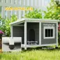 Casa para Perros de Madera 85,5x62x60 cm con Techo Asfáltico Abatible Puerta y Ventana para Perros Pequeños Gris