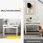 Jaula para Perros Medianos 3 en 1 con Puerta Tapa Superior Desmontable y Bandeja Extraíble 82,5x57,5x59,5 cm Blanco