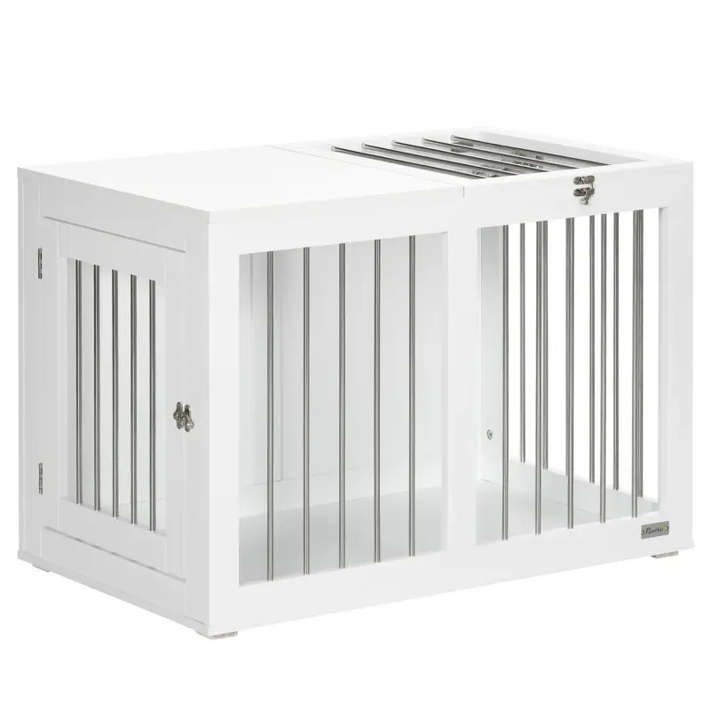 Jaula para Perros Medianos con 2 Puertas con Pestillo Estructura de Acero Inoxidable 80x50x56,5 cm Blanco