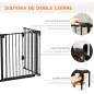 Barrera de Seguridad para Mascotas de 3 Paneles Puerta Auto Cierre y Diseño Plegable para Perros Pequeños 202,5x2x76 cm