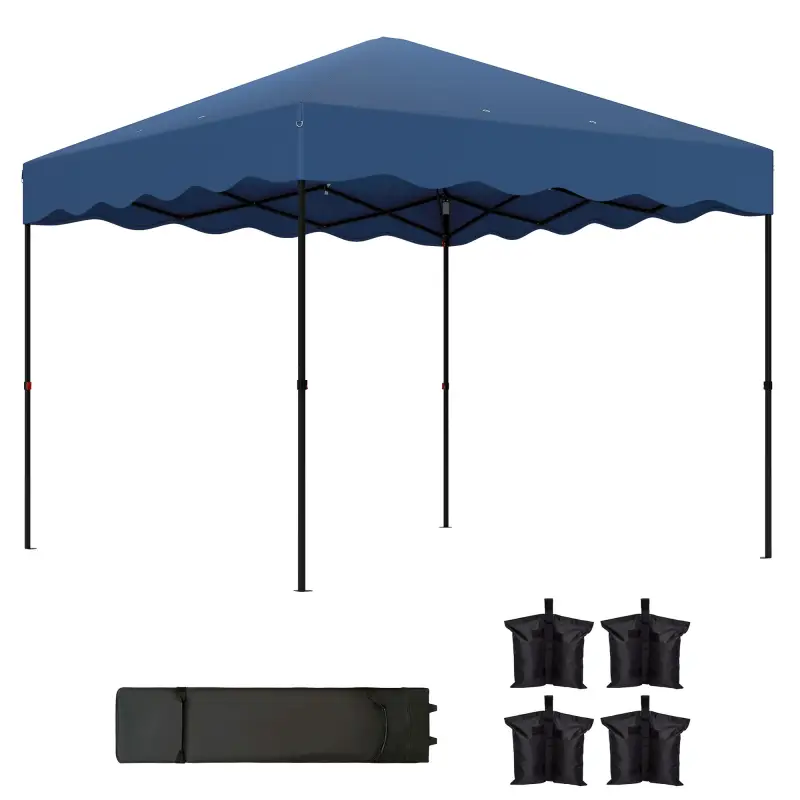Carpa Plegable 3x3m con Protección UV Altura Ajustable y Bolsa con Ruedas para 6-9 Personas Azul Oscuro