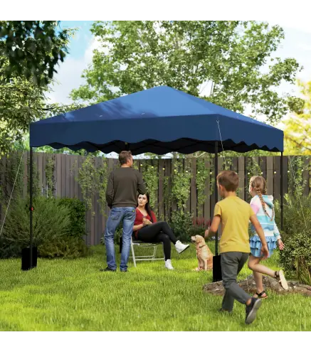 Carpa Plegable 3x3m con Protección UV Altura Ajustable y Bolsa con Ruedas para 6-9 Personas Azul Oscuro