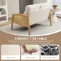 Sofá de 2 Plazas Tapizado en Chenilla con 2 Almohadas Lavables y Reposabrazos de Ratán Sintético 123x75x88 cm Beige