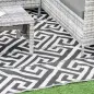Alfombra de Exterior Reversible 182x274 cm con Patrón Geométrico Acabado Impermeable Blanco y Negro