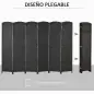 Biombo Separador de Ambientes de 6 Paneles Biombo Plegable 240x170 cm para Salón Dormitorio Oficina Negro