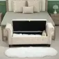 Banqueta de Almacenaje con Reposabrazos Enrollados para Dormitorio Salón Pasillo 146,5x49x74,5 cm Beige