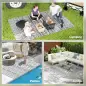 Alfombra de Exterior Reversible 182x274 cm con Patrón Geométrico de Cenefa Impermeable con Bolsa Gris y Blanco