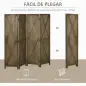 Biombo Separador de Ambientes de 4 Paneles Biombo Plegable 182x170 cm para Salón Dormitorio Oficina Marrón Grisáceo