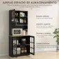 Alacena de Cocina con Estantes y Puertas de Vidrio para Pequeños Electrodomésticos 80x37x183 cm Negro