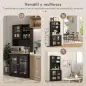 Alacena de Cocina con Estantes y Puertas de Vidrio para Pequeños Electrodomésticos 80x37x183 cm Negro