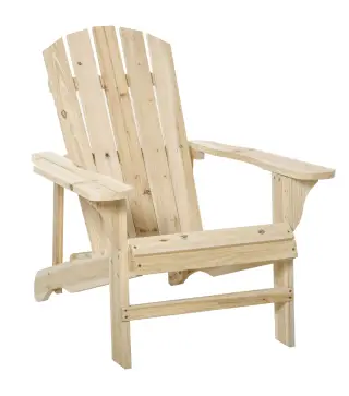 Silla de Jardín Adirondack Asiento Extra Ancho Carga 150 kg para Patio Terraza Balcón 78x89x88 cm Natural