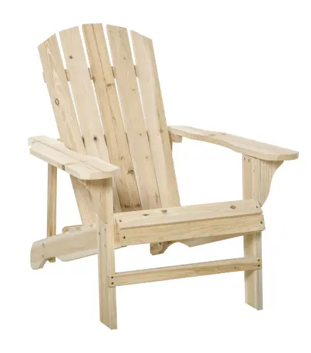 Silla de Jardín Adirondack Asiento Extra Ancho Carga 150 kg para Patio Terraza Balcón 78x89x88 cm Natural