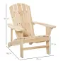 Silla de Jardín Adirondack Asiento Extra Ancho Carga 150 kg para Patio Terraza Balcón 78x89x88 cm Natural