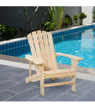 Silla de Jardín Adirondack Asiento Extra Ancho Carga 150 kg para Patio Terraza Balcón 78x89x88 cm Natural