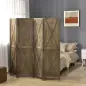 Biombo Separador de Ambientes de 4 Paneles Biombo Plegable 182x170 cm para Salón Dormitorio Oficina Marrón Grisáceo