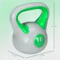 Pesa Rusa 16 kg Kettlebell Revestimiento de PU y Relleno de Arena para Entrenamiento de Fuerza 27x17x31 cm Verde y Gris