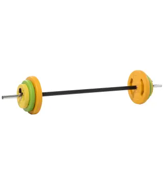 Barra de Pesas con 6 Discos de Pesos 1,5kg 2,5kg 5 kg para Entrenamiento Fuerza y Brazos 130x28x28 cm Multicolor