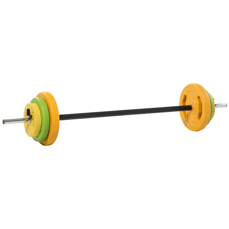 Barra de Pesas con 6 Discos de Pesos 1,5kg 2,5kg 5 kg para Entrenamiento Fuerza y Brazos 130x28x28 cm Multicolor