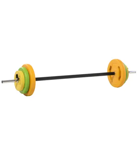 Barra de Pesas con 6 Discos de Pesos 1,5kg 2,5kg 5 kg para Entrenamiento Fuerza y Brazos 130x28x28 cm Multicolor
