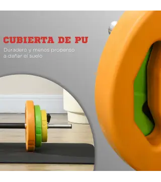 Barra de Pesas con 6 Discos de Pesos 1,5kg 2,5kg 5 kg para Entrenamiento Fuerza y Brazos 130x28x28 cm Multicolor