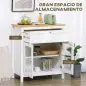 Aparador de Cocina Moderno Mueble Buffet Auxiliar con Cajón Estante Ajustable y 2 Puertas de Vidrio 80x40x90 cm Blanco
