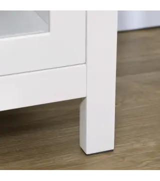 Aparador de Cocina Moderno Mueble Buffet Auxiliar con Cajón Estante Ajustable y 2 Puertas de Vidrio 80x40x90 cm Blanco