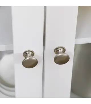 Aparador de Cocina Moderno Mueble Buffet Auxiliar con Cajón Estante Ajustable y 2 Puertas de Vidrio 80x40x90 cm Blanco