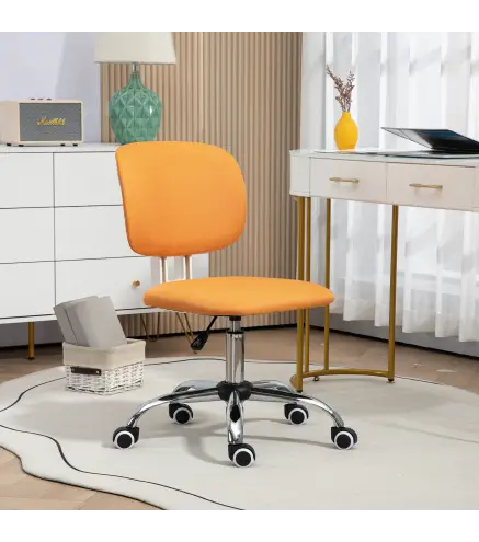 Silla de Escritorio Giratoria Tapizado de Tela con Altura Ajustable Estilo Moderno Carga 120 kg 48x53x80-90 cm Naranja
