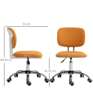 Silla de Escritorio Giratoria Tapizado de Tela con Altura Ajustable Estilo Moderno Carga 120 kg 48x53x80-90 cm Naranja
