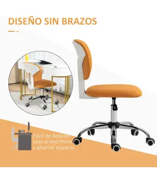 Silla de Escritorio Giratoria Tapizado de Tela con Altura Ajustable Estilo Moderno Carga 120 kg 48x53x80-90 cm Naranja