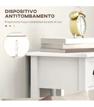 Juego de 2 Mesas Auxiliares Mesitas de Noche con Cajón y Estante de Almacenamiento para Dormitorio 30x30x75 cm Blanco