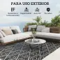 Alfombra de Exterior Reversible 182x274 cm con Patrón Geométrico de Rombos Impermeable Bolsa de Transporte Negro