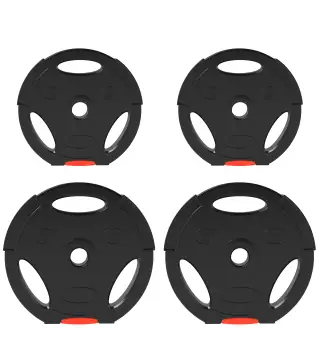 Juego de Discos Pesas de 4 Piezas 2x10 kg 2x5 kg con Orificios de 2,5 cm para Entrenamiento Fitness en Hogar Negro