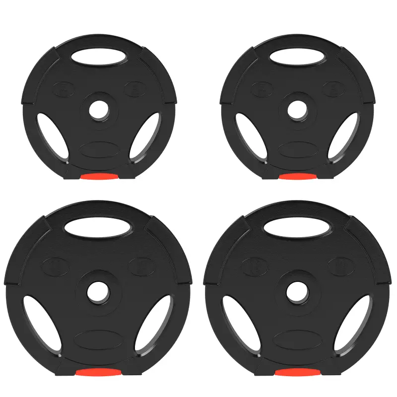 Juego de Discos Pesas de 4 Piezas 2x10 kg 2x5 kg con Orificios de 2,5 cm para Entrenamiento Fitness en Hogar Negro