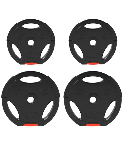 Juego de Discos Pesas de 4 Piezas 2x10 kg 2x5 kg con Orificios de 2,5 cm para Entrenamiento Fitness en Hogar Negro