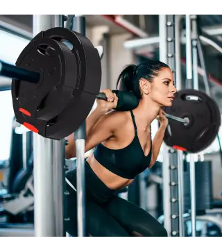 Juego de Discos Pesas de 4 Piezas 2x10 kg 2x5 kg con Orificios de 2,5 cm para Entrenamiento Fitness en Hogar Negro